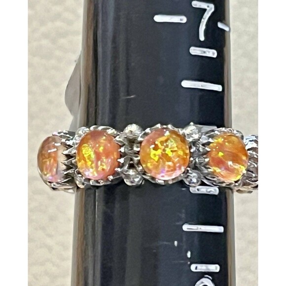 AURORA OPAL Southwestern Sterling Silver Infinity Ring Sz 8 - Picture 2 of 11